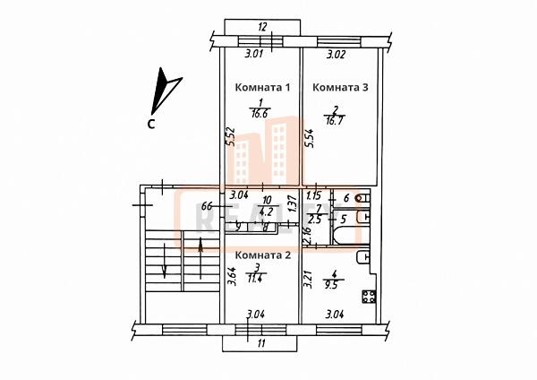3-к квартира, 66 кв.м.,Чехов, , объект № 4704